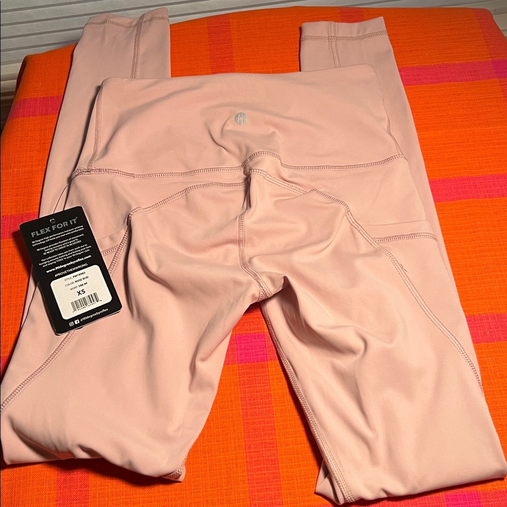 90 Degree By Reflex Blush Rose Bud Active Leggings, Size XS - Picture 5 of 6
